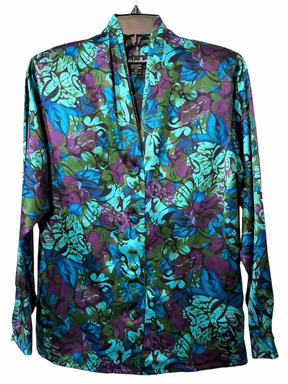 Vintage GORGEOUS Floral Satin Blouse